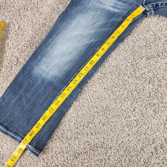 Vigoss Jeans Womens 4 Chelsea Capri Distressed Stretch Thick Stitch Wide Baggy - Picture 14 of 15